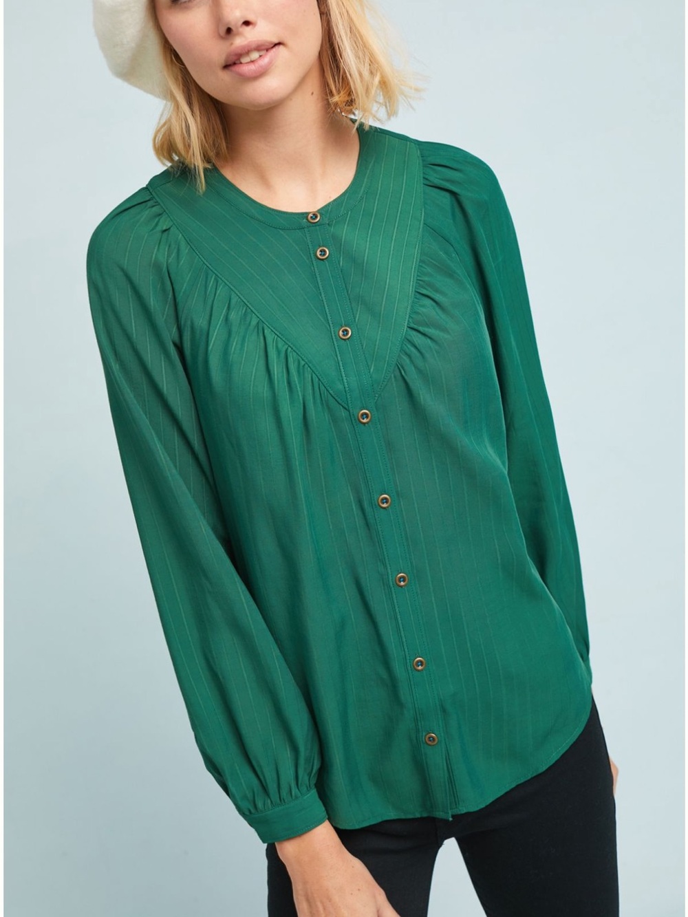 Women's Green Button-Front Blouse Avignon Buttondown SP